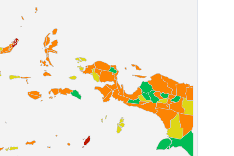 Tangkapan layar Peta Risiko virus corona yang berstatus zona hijau pada Rabu, (16/12/2020).