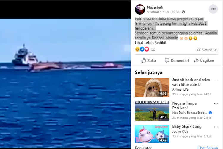 Hoaks kapal tenggelam di Bali pada 5 Februari 2021