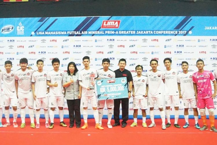 ekolah Tinggi Ilmu Ekonomi Bhakti Pembangunan (STIE BP) tampil sebagai juara baru kompetisi Liga Mahasiswa (LIMA) Futsal Air Mineral Greater Jakarta Conference 2017 setelah menunndukkan Universitas Gunadarma  dengan skor 7-4 (4-2), Sabtu (22/7).