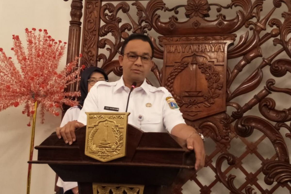 Gubernur DKI Jakarta Anies Baswedan di Balai Kota DKI Jakarta, Jalan Medan Merdeka Selatan, Rabu (30/1/2019).