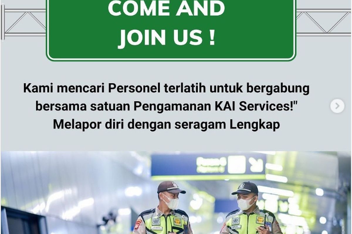 KAI Services membuka lowongan kerja untuk posisi Satuan Pengamanan KAI Service. 
