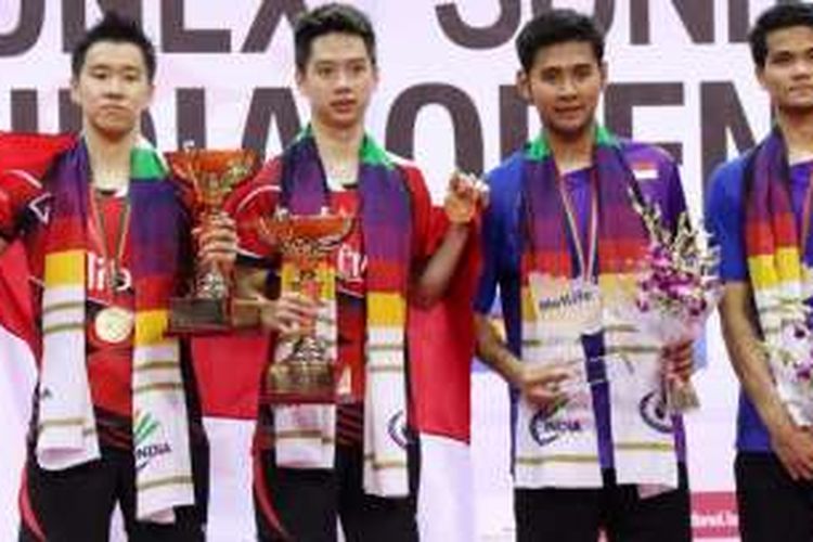 Dua ganda putera Indonesia, Gideon Markus Fernaldi/Kevin Sanjaya Sukamuljo dan Angga Pratama/Ricky Karanda Suwardi