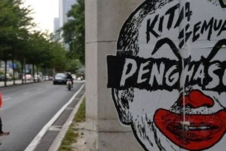 Inilah karikatur Perdana Menteri Malaysia Najib Razak yang dibuat oleh Fahmi Reza. Fahmi ditangkap dan dijatuhi hukuman penjara karena dianggap menyebarkan materi internet yang bersifat menghina.