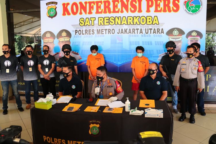 Jumpa pers terkait penangkapan eks drummer grup band BIP, Jaka Hidayat di Polres Jakarta Utara, Jumat (4/9/2020)
