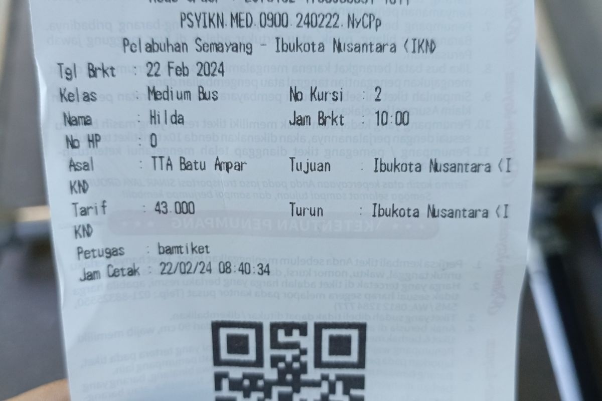 Tiket bus menuju IKN, tarif Rp 43.000