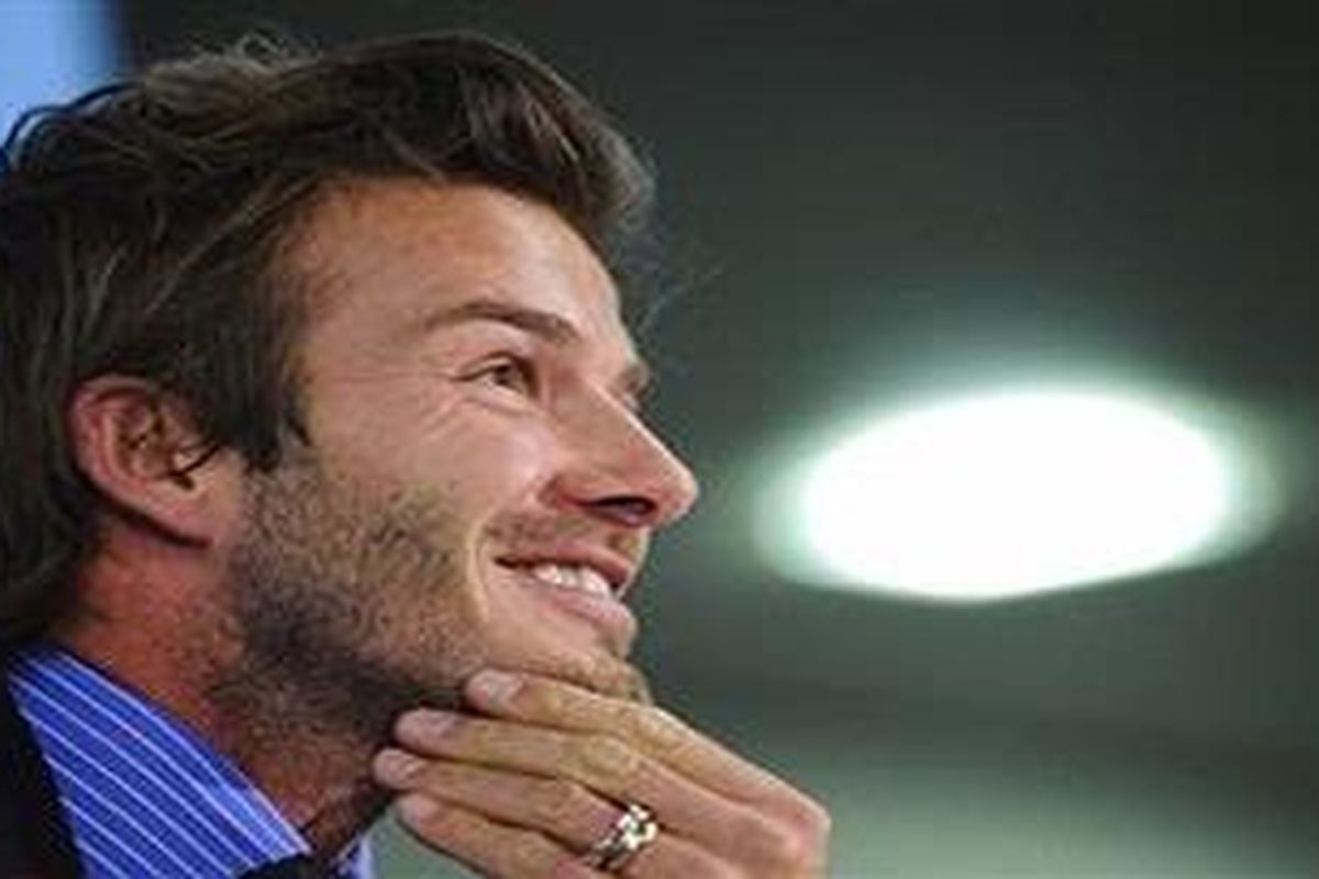 Gelandang LA Galaxy dan mantan kapten timnas Inggris, David Beckham.