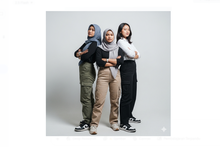 Ilustrasi Gemini AI foto studio dengan sahabat.