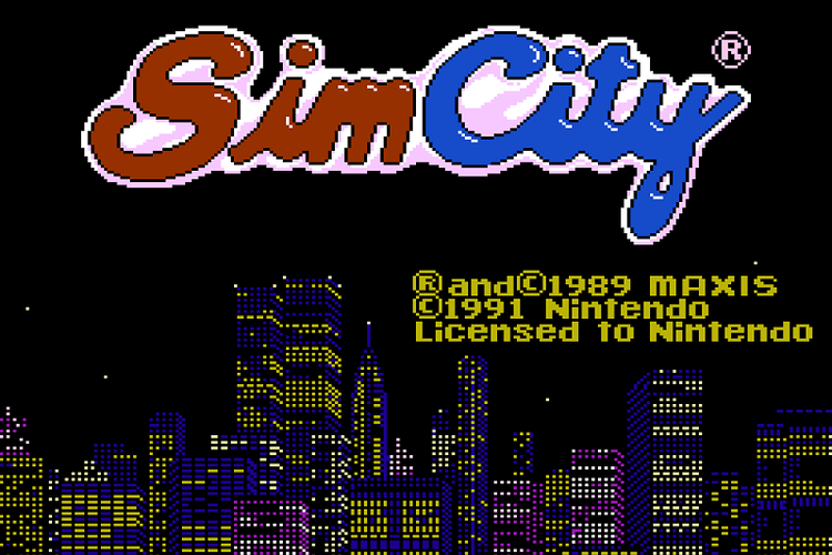 Tampilan Judul SimCity versi Nintendo