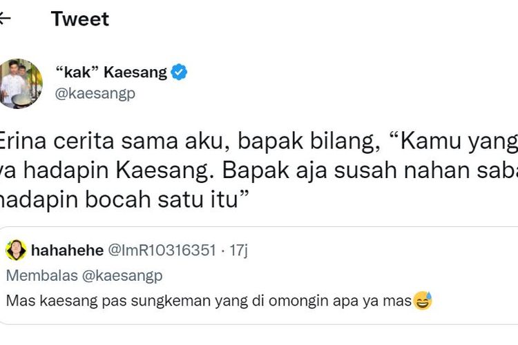 twit Kaesang di Twitter.