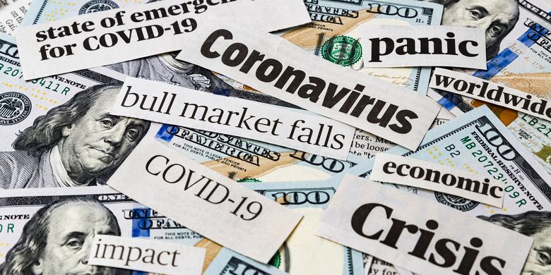Ilustrasi aneka headline pemberitaan terkait resesi ekonomi akibat Covid-19