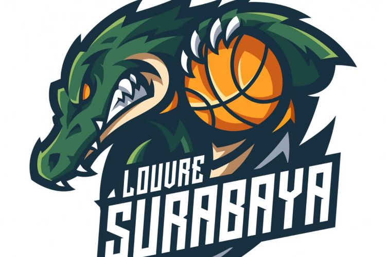 Logo klub bola basket Louvre Surabaya.