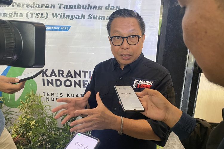 Dirjen Gakkum KLHK Rasio Ridho Sani di Bandar Lampung, Selasa (17/10/2023).