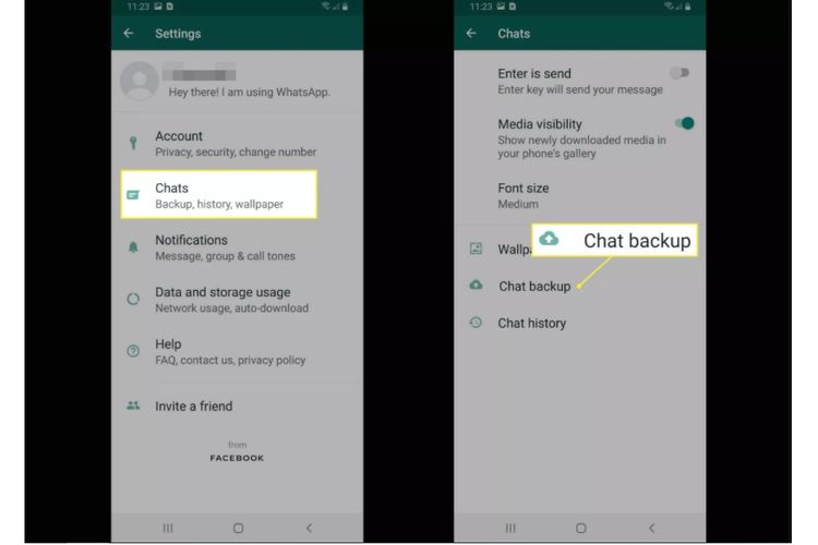 Cara mencadangkan akun WhatsApp