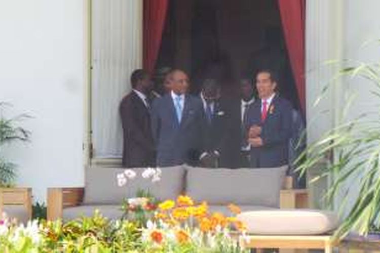 Presiden Joko Widodo menerima Presiden Guinea di Istana Merdeka, Jakarta,  Rabu (3/8/2016).