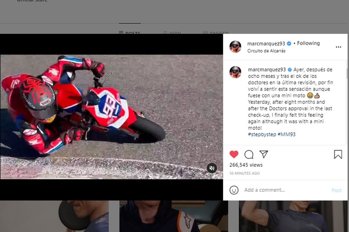 Marc Marquez mulai latihan memakai motor