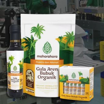 Produk-produk gula aren organik yang diproduksi oleh Mahorahora.