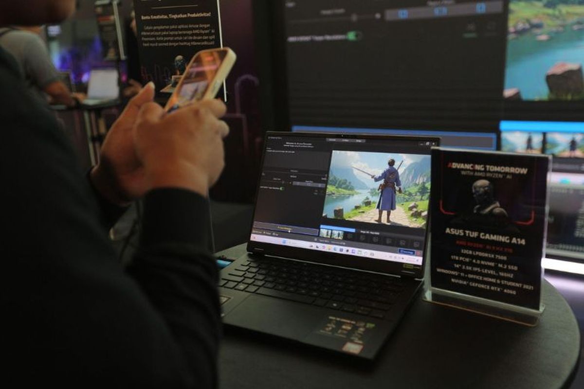 ASUS TUF Gaming A14 sudah menggunakan AMD Ryzen&trade; AI 300 Series dengan kemampuan generative image yang kencang.