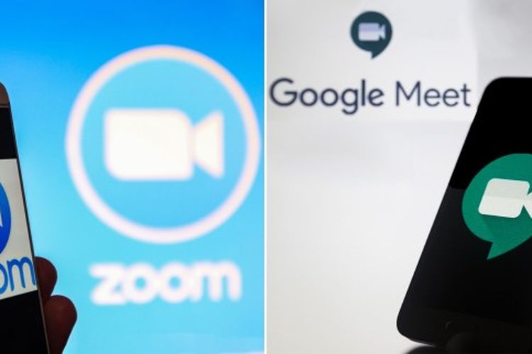 Dua layanan meeting online, Zoom Meetings vs Google Meet.