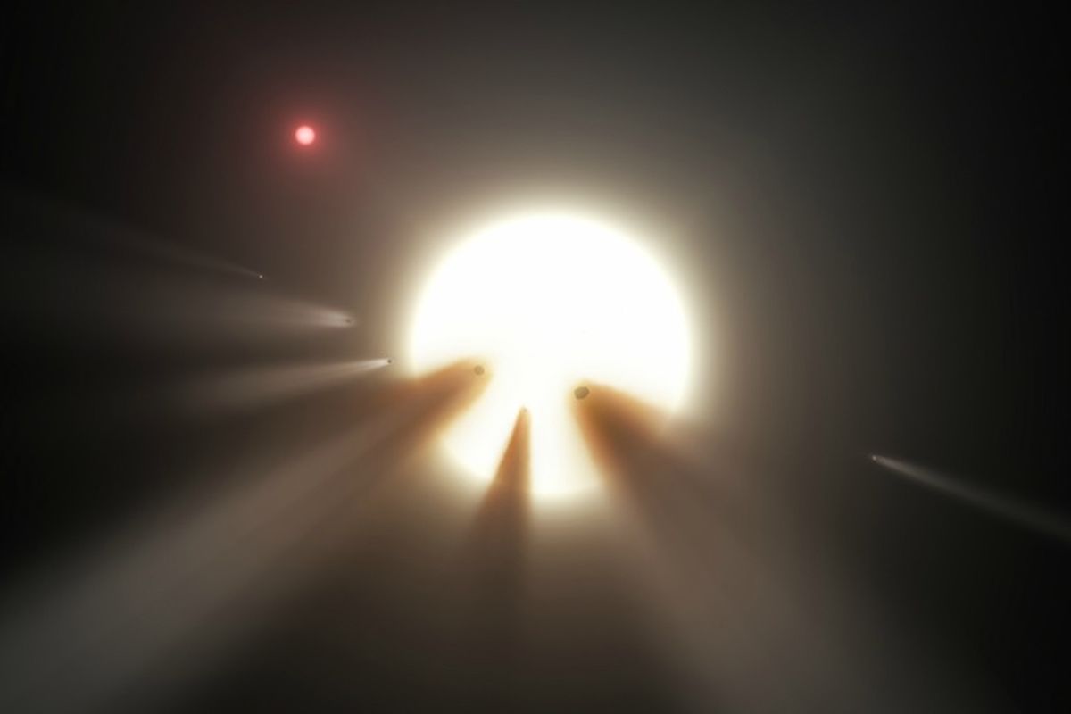 Ilustrasi bintang KIC 8462852 alias megastruktur alien.