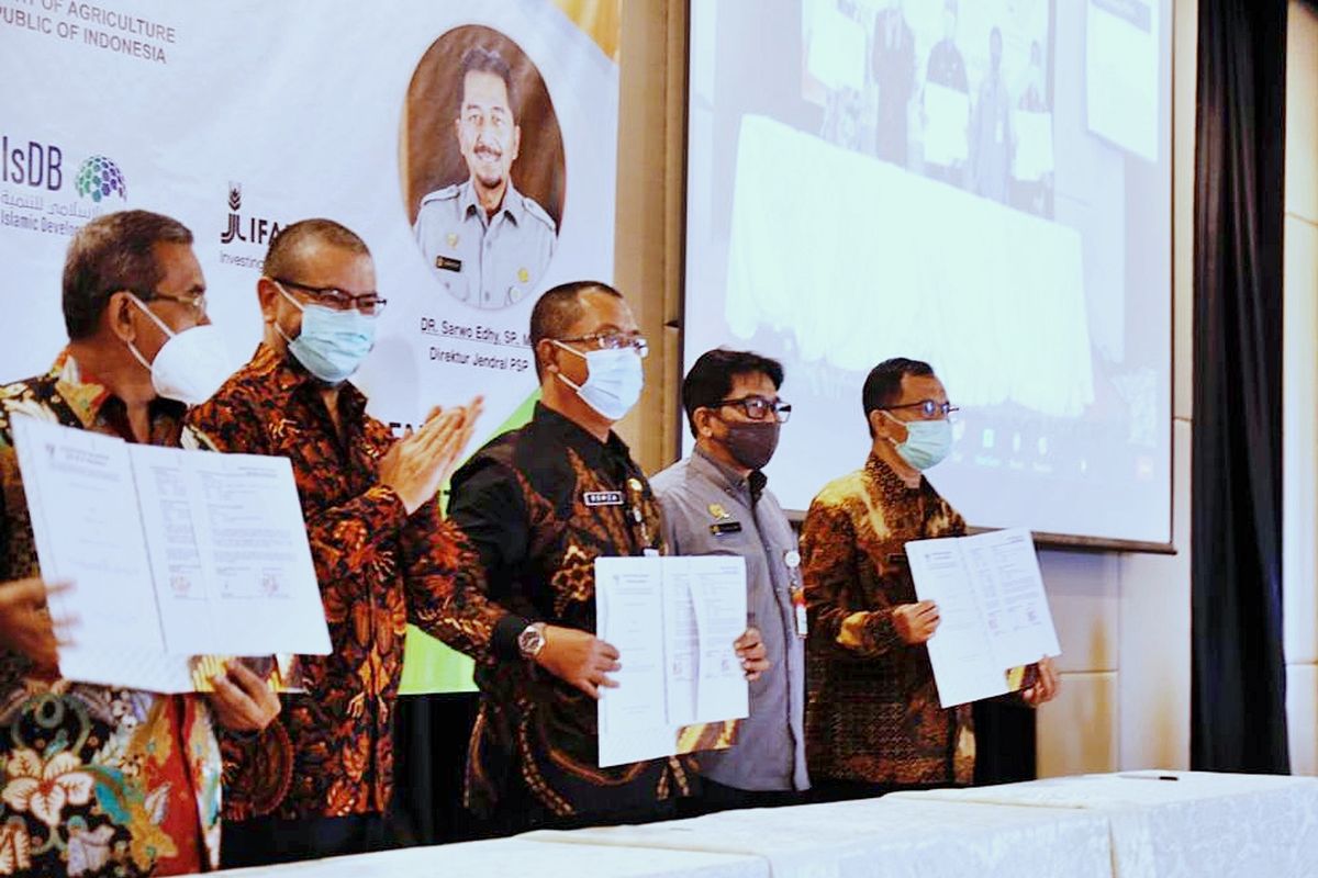 Penandatanganan Perjanjian Hibah Daerah The Development of Integrated Farming System in UPLAND Area di Hotel Aston Priority, Jakarta pada Rabu (24/3/2021).