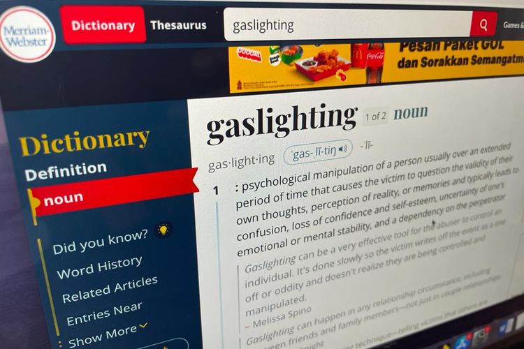 Ilustrasi arti Gaslighting yang jadi kata paling banyak dicari di Merriam-Webster.