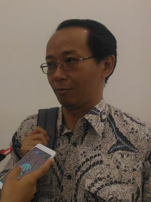Direktur New Media Watch Agus Sudibyo dalam diskusi bertajuk Tabloid Indonesia Barokah: Karya Jurnalistik atau Kumpulan Opini? di Hotel Peninsula, Jakarta, Rabu (30/1/2019).   
