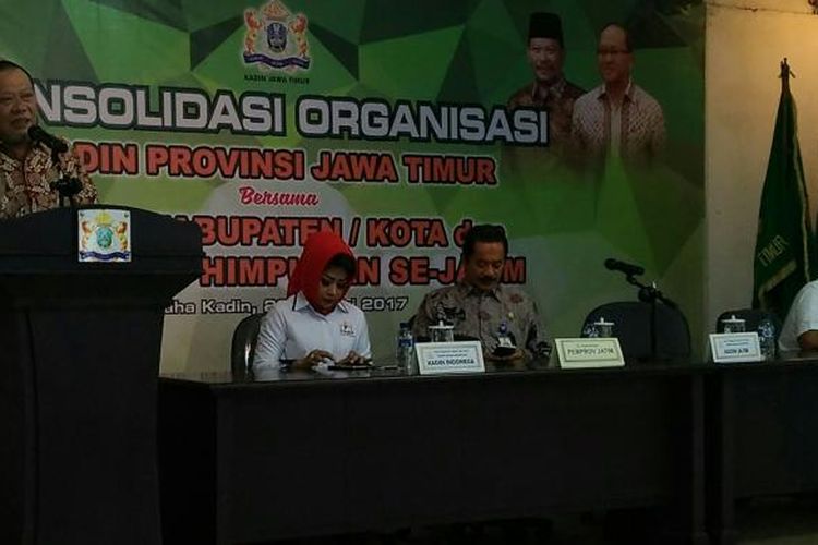 La Nyalla Matalitti saat acara konsolidasi Kadin Jawa Timur, Jumat (20/1/2017)