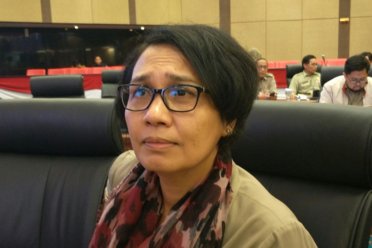 Pelaksana Tugas (Plt) Kepala Badan Perencanaan Pembangunan Daerah (Bappeda) DKI Jakarta Suharti di Gedung DPRD DKI Jakarta, Senin (9/12/2019).