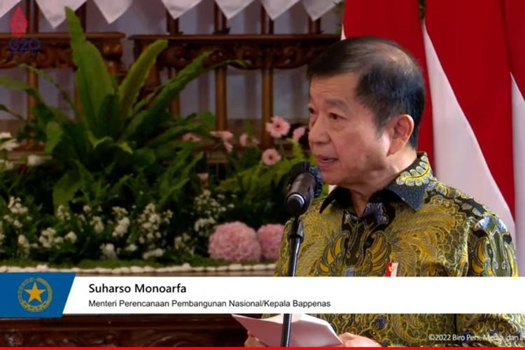 Menteri PPN/Kepala Bappenas, Suharso Monoarfa dalam Pembukaan Musyawarah Perencanaan Pembangunan Nasional (Musrenbangnas) 2022 di Jakarta, Kamis (28/4/2022).
