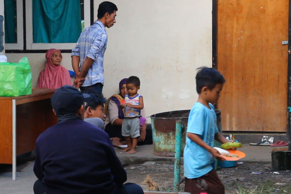 Some Ahmadiyah followers stayed in a shelter after they were being displaced from their homes in East Lombok.  
