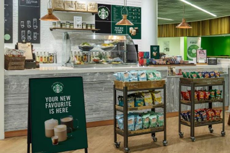 We Proudly Serve Starbucks - Self Serve Solutions di Pameran Food and Hotel Indonesia 2023. 
