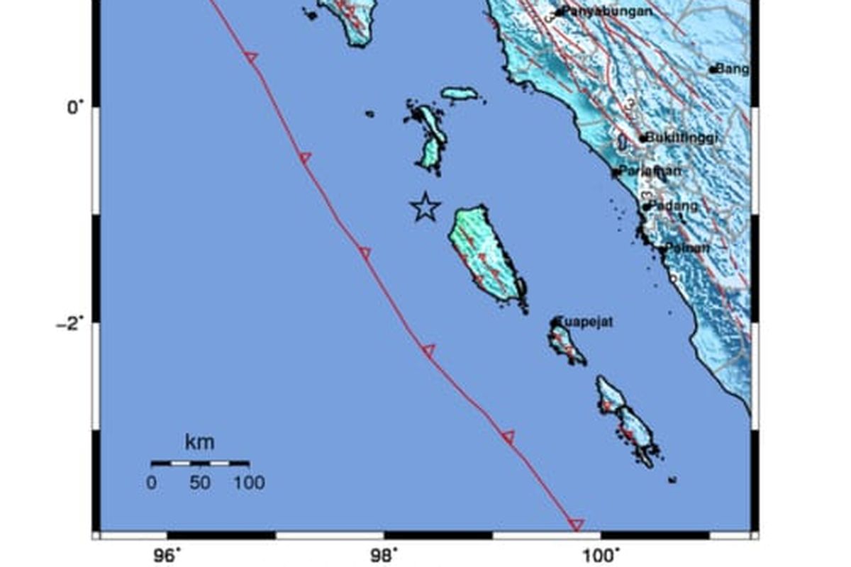 Gempa bumi mengguncang perairan Sumatera, Minggu (23/4/2023) pagi.