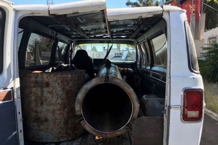 Penampakan meriam yang terpasang dalam van milik penyelundup narkoba Meksiko