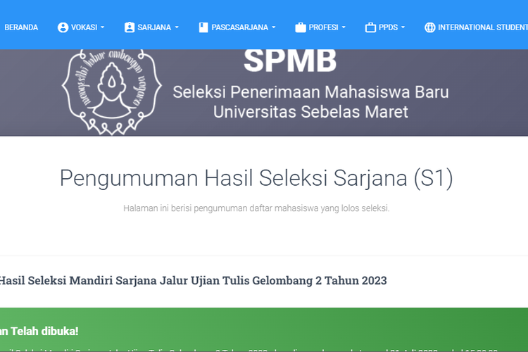 Link Dan Cara Cek Pengumuman Hasil Seleksi Mandiri UNS 2023