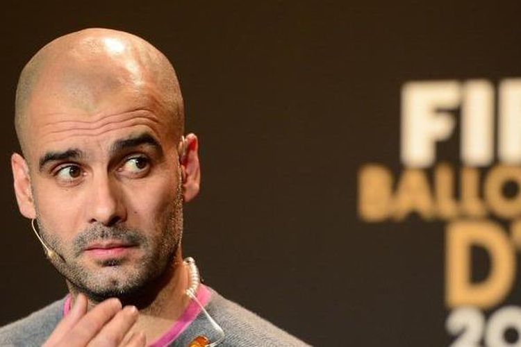 Nomine Pelatih Terbaik Dunia 2012, mantan Pelatih Barcelona, Pep Guardiola, hadir dalam konferensi pers jelang seremoni FIFA Ballon dOr Gala di Kongresshaus, Zurich, Swiss, Senin (7/1/2013). Pemenang penghargaan itu adalah Vicente del Bosque. 