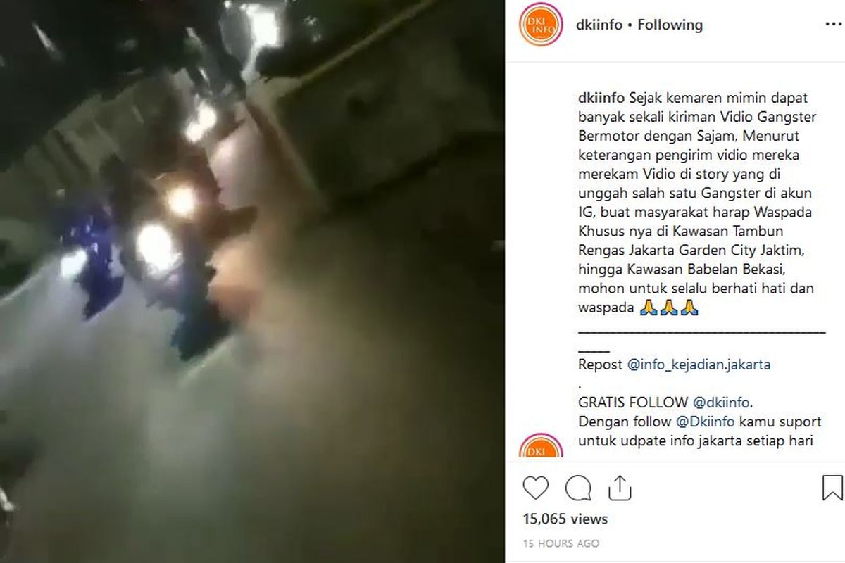 Video remaja serupa geng motor yang membawa senjata tajam viral di media sosial 