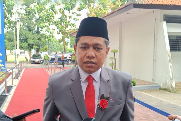 Rektor Universitas Muhammadiyah Purwokerto (UMP) Assoc Prof Dr Jebul Suroso usai menyampaikan laporan tahunan rektor dalam rangka milad ke-58 UMP, Sabtu (27/5/2023).