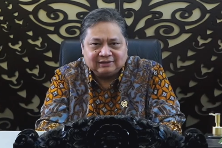 Menko Bidang Perekonomian Airlangga Hartarto menyampaikan sambutan secara virtual dalam acara Diskusi Publik: Prakerja dan Perempuan Indonesia, Rabu (13/9/2023).