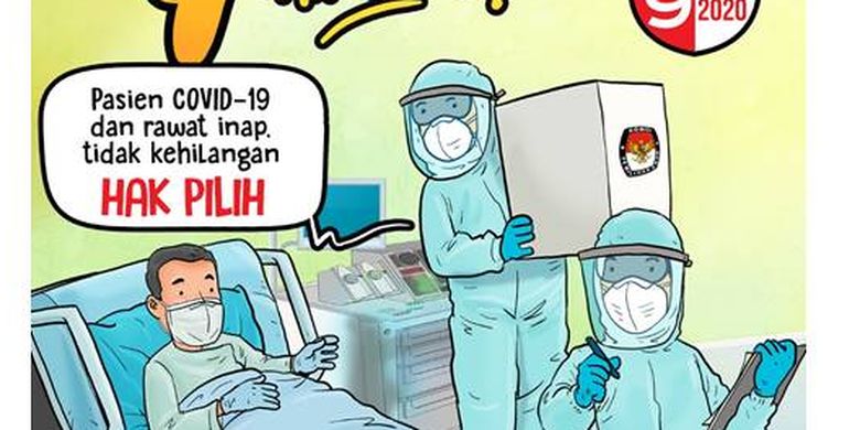 Flyer KPU yang menginformasikan bahwa pasien Covid-19 tetap bisa menggunakan hak suaranya. Petugas KPPS akan mendatangi para pasien.