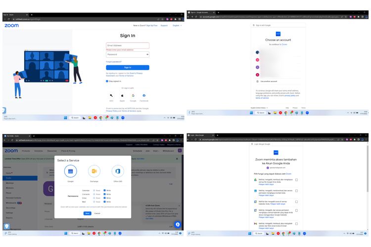 Cara integrasikan gmail ke aplikasi Zoom desktop.