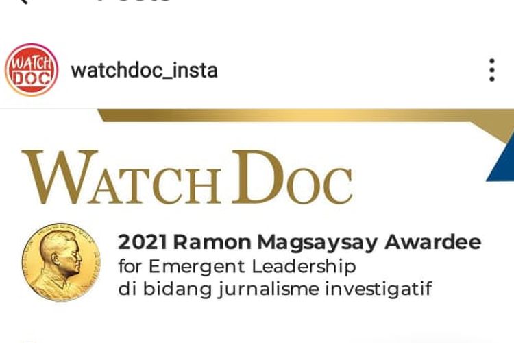 Watchdoc menerima penghargaan Ramon Magsaysay Award atas karya-karya mereka. 