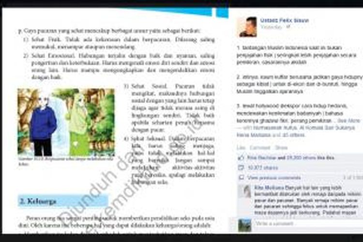 Buku Pendidikan Jasmani dan kesehatan SMA/MA/SMK kelas XI terbitan Kemendikbud semester 1. Pada halaman 128-129 yg membahas pacaran sehat.