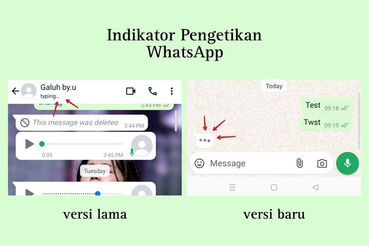 WhatsApp merilis indikator pengetikan yang baru untuk ruang obrolan (chat) individul maupun grup. 