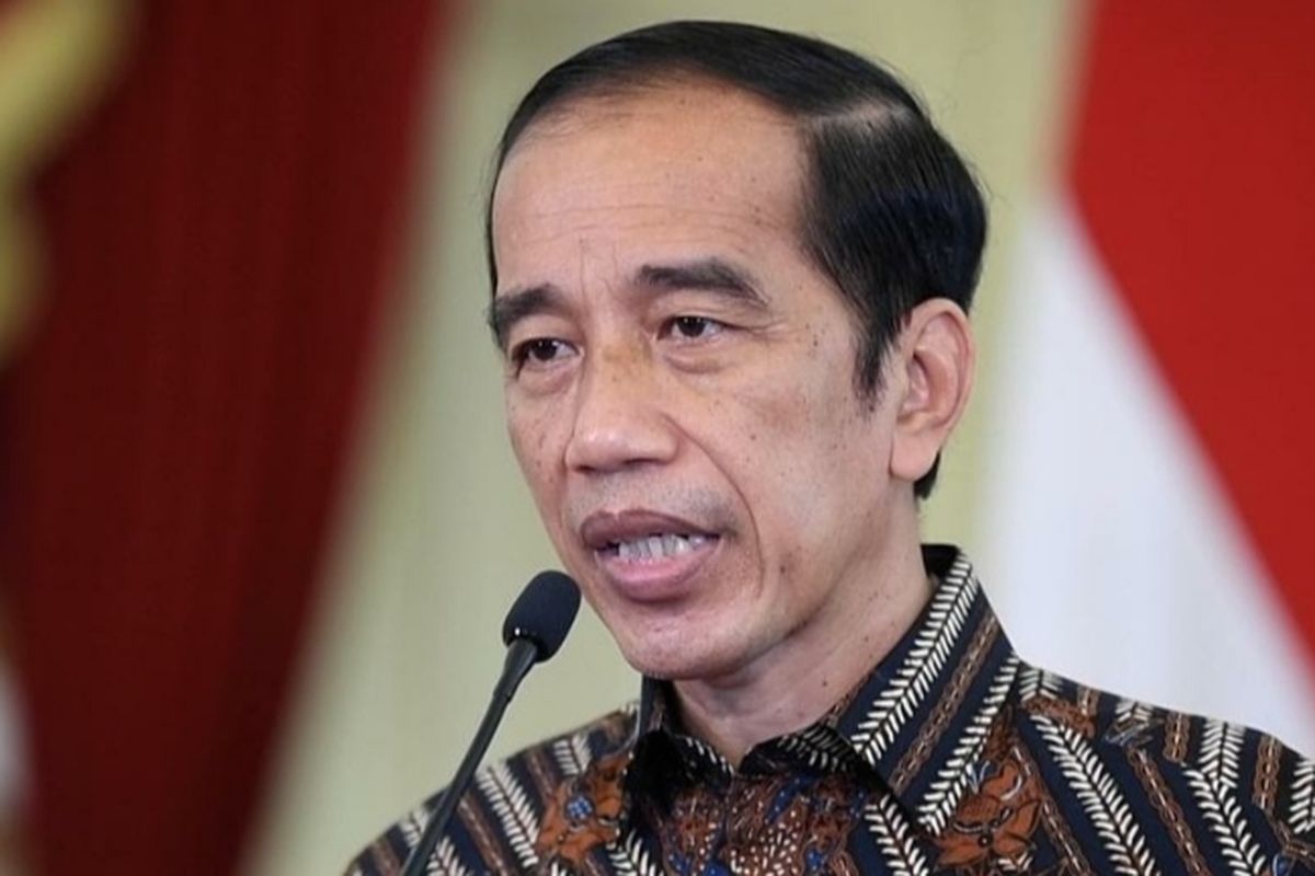 Indonesia's President Joko Widodo delivers his speech during the 88th anniversary of National Broadcasting Day on Thursday April 1, 2021. 