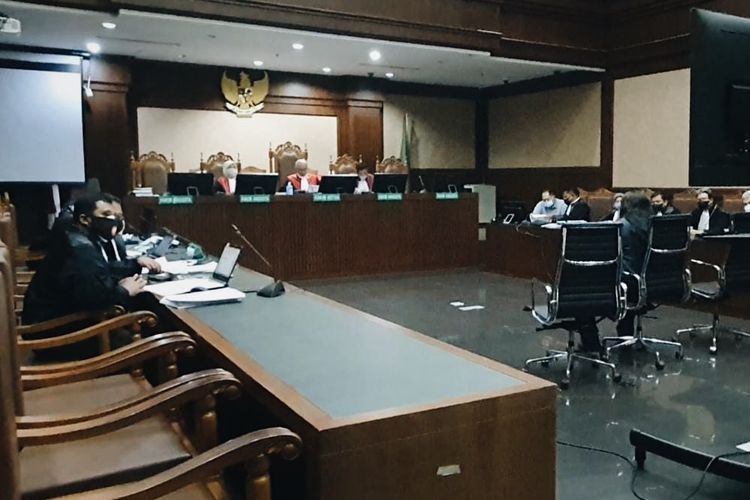 Saksi untuk terdakwa korupsi pengadaan lahan Munjul, Rudi Hartono, dalam persidangan di Pengadilan Tindak Pidana Korupsi (Tipikor) Jakarta, Kamis (13/1/2022). 