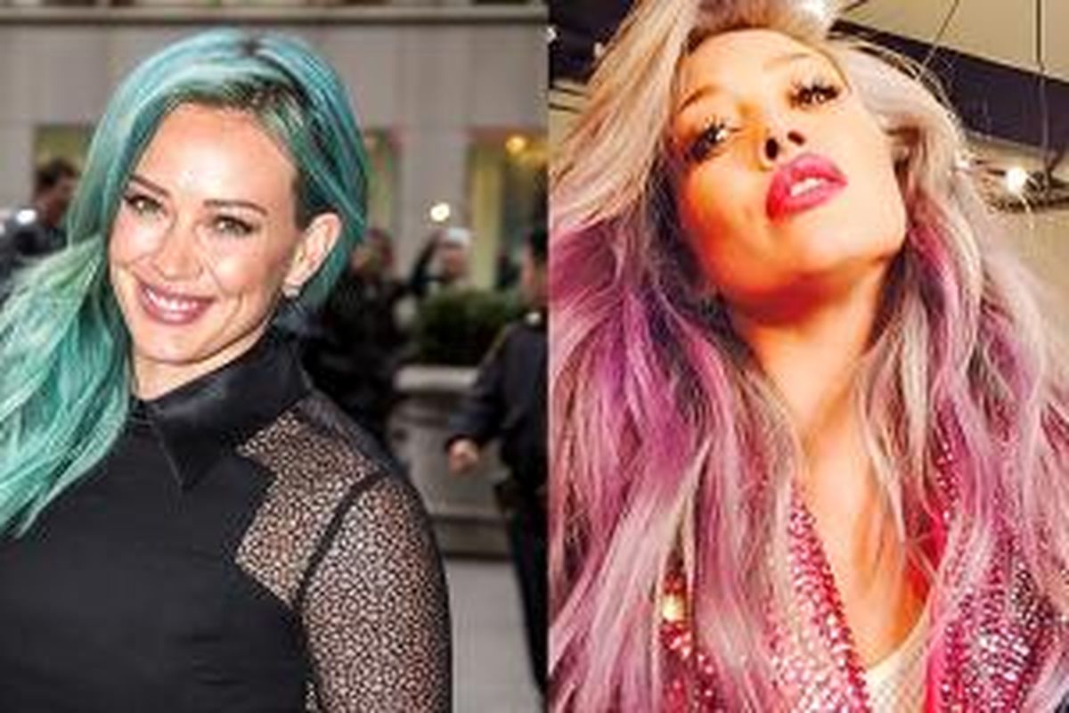 Perubahan warna rambut Hilary Duff yang cukup nyentrik.