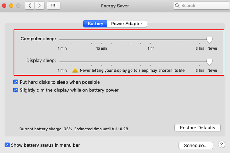 Ilustrasi cara menonaktifkan Sleep Mode di Mac