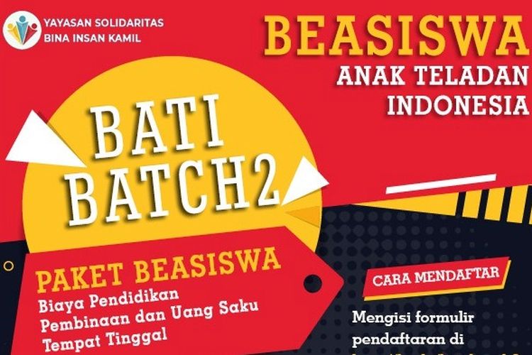 Informasi Beasiswa Anak Teladan Indonesia (BATI) 2021 dari Yasbil bagi siswa kelas 9 SMP/MTs.