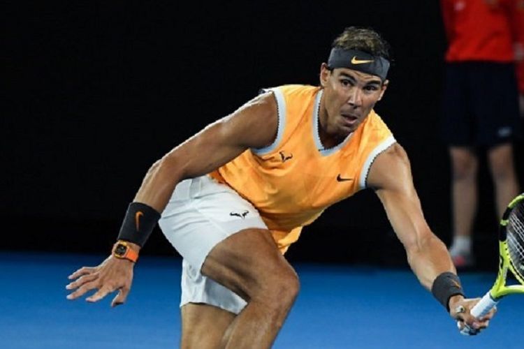 Petenis Spanyol, Rafael Nadal, mengalahkan Frances Tiafoe pada perempat final Australian Open 2019, Selasa (22/1/2019).