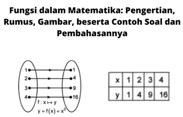 Definisi fungsi adalah relasi dari himpunan A ke himpunan B, di mana dari A ke B jika setiap anggota himpunan A berpasangan tepat satu dengan anggota himpunan B.